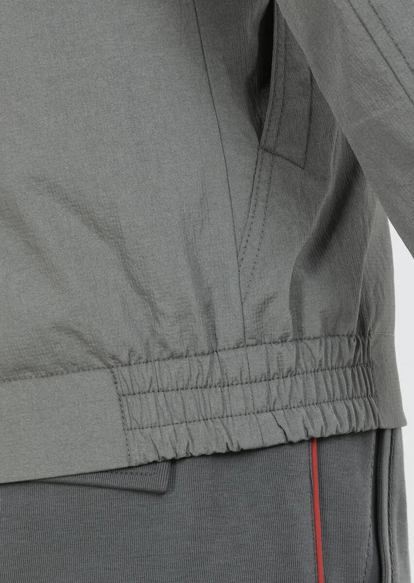 Grey Regular Fit Turtleneck Denim Weaving Coat - 7