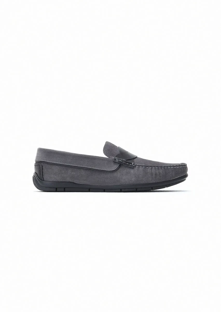 Grey Suede Casual Loafer - 1