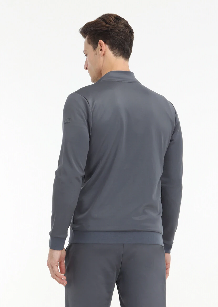 Grey Turtleneck Plain Sweatshirt - 5