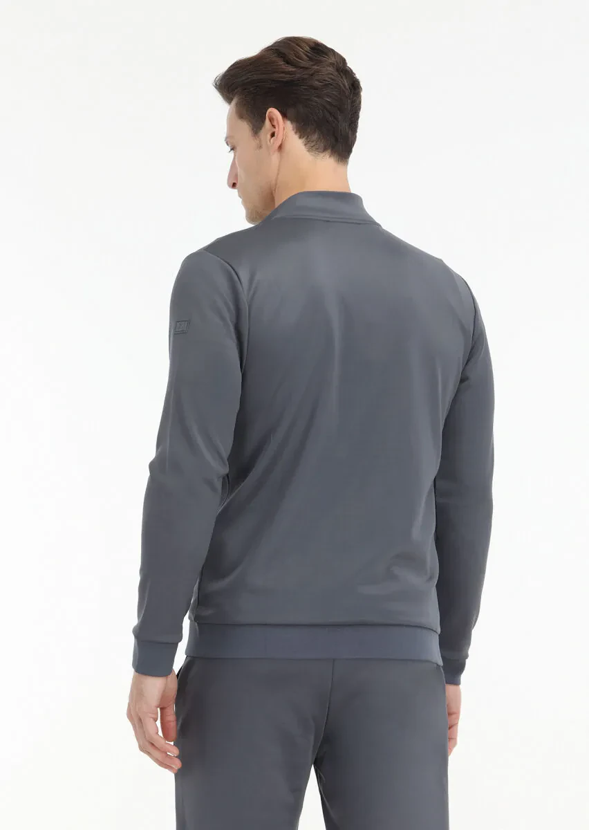 Grey Turtleneck Plain Sweatshirt - 5