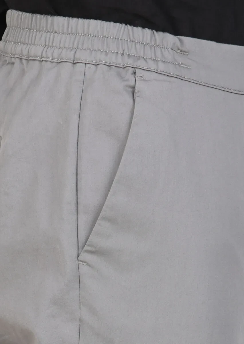 Grey Weaving Jogging Fit Casual Cotton Blended Trousers - 4