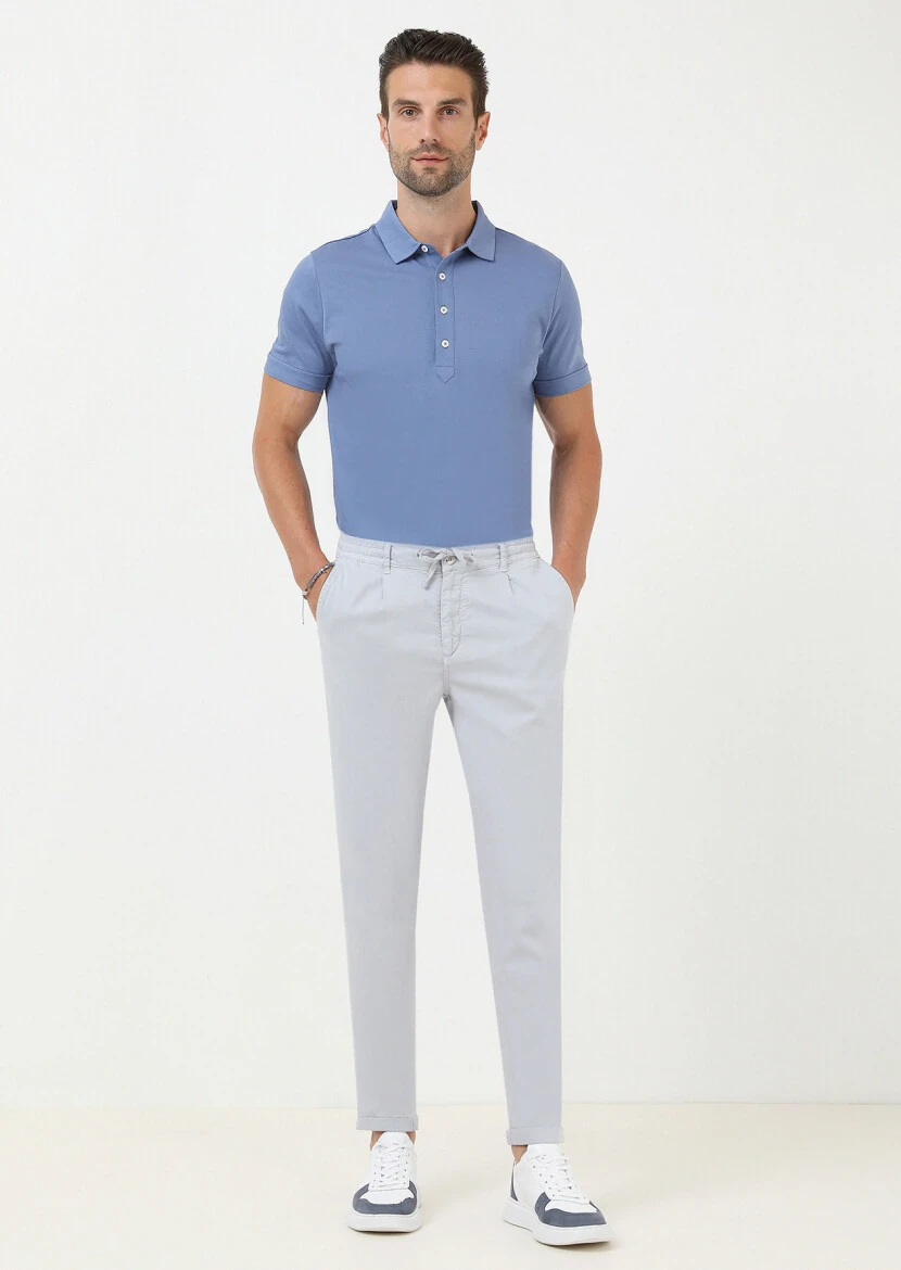 Grey Weaving Jogging Fit Casual Cotton Blended Trousers - 3