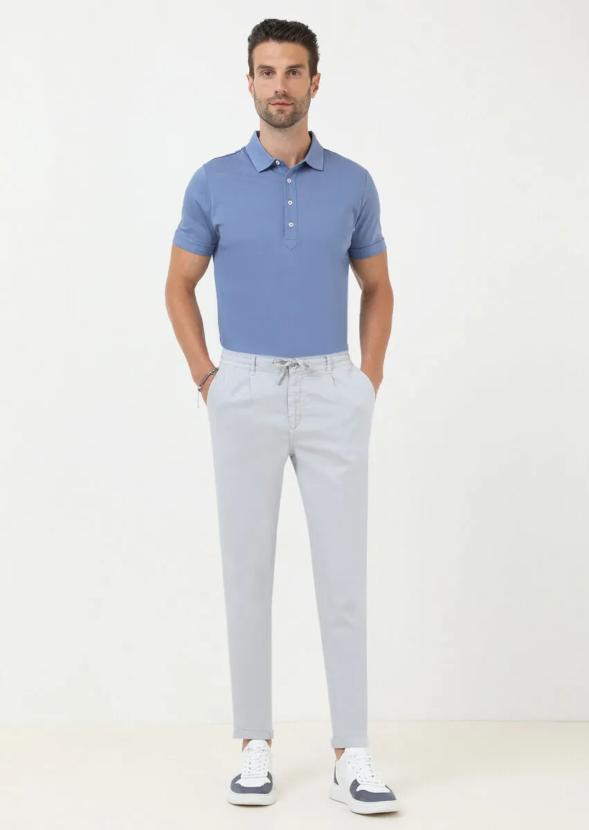 Grey Weaving Jogging Fit Casual Cotton Blended Trousers - 3