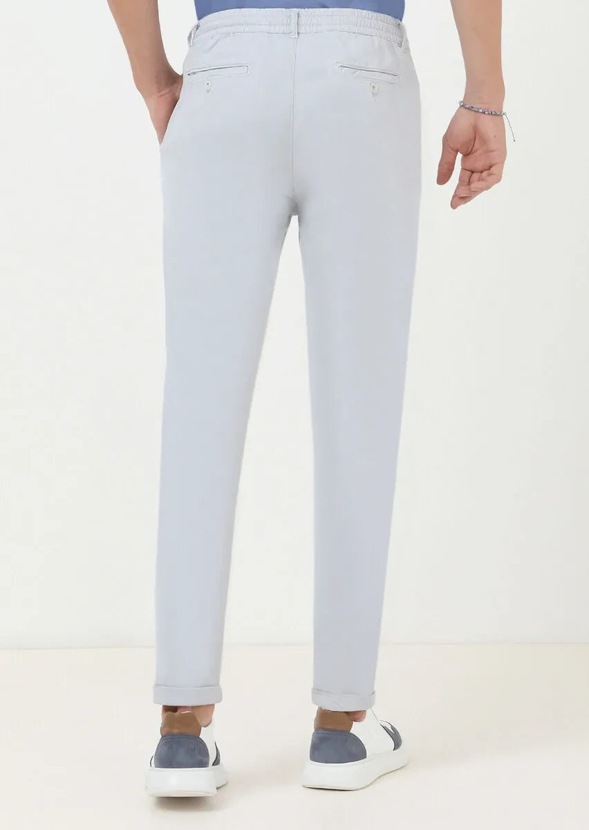 Grey Weaving Jogging Fit Casual Cotton Blended Trousers - 4