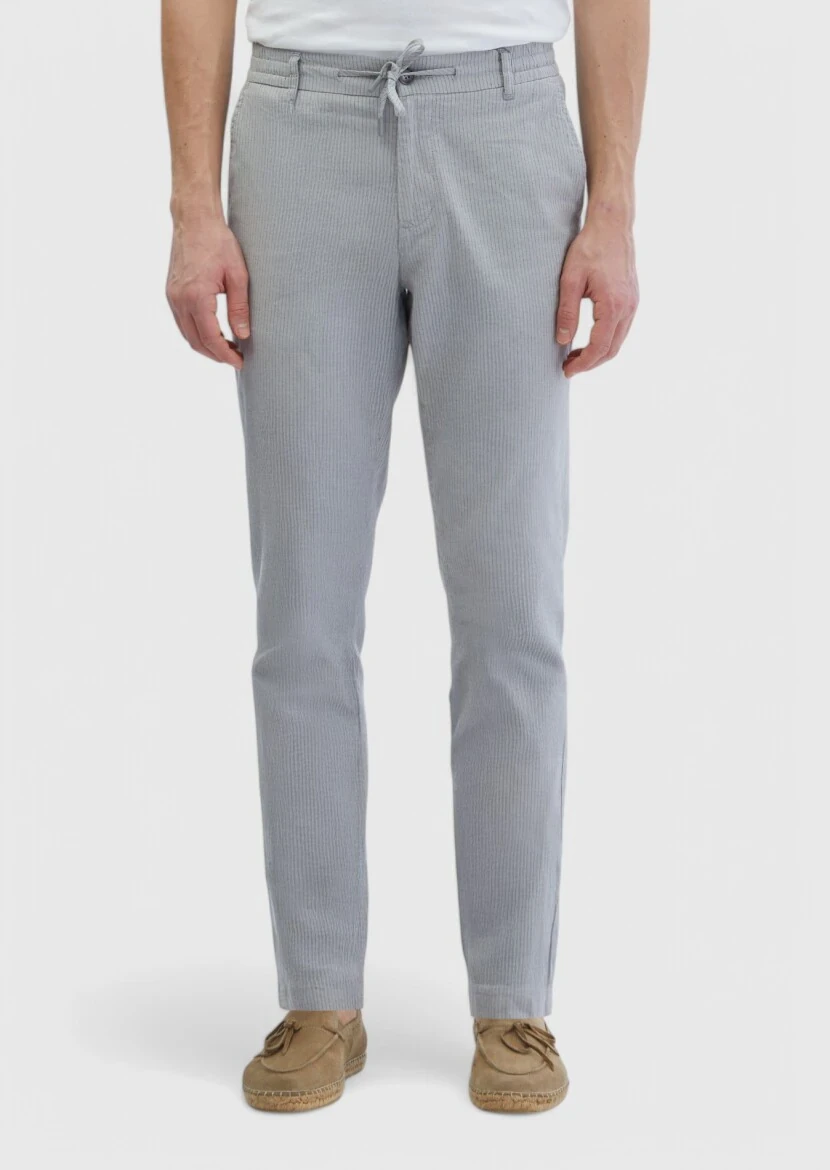 Grey Weaving Jogging Fit Casual Cotton Blended Trousers - RAMSEY