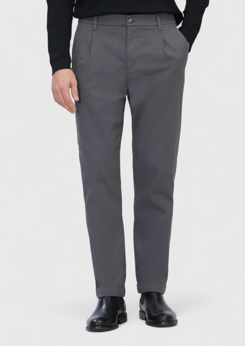 Grey Weaving Jogging Fit Casual Cotton Blended Trousers - RAMSEY