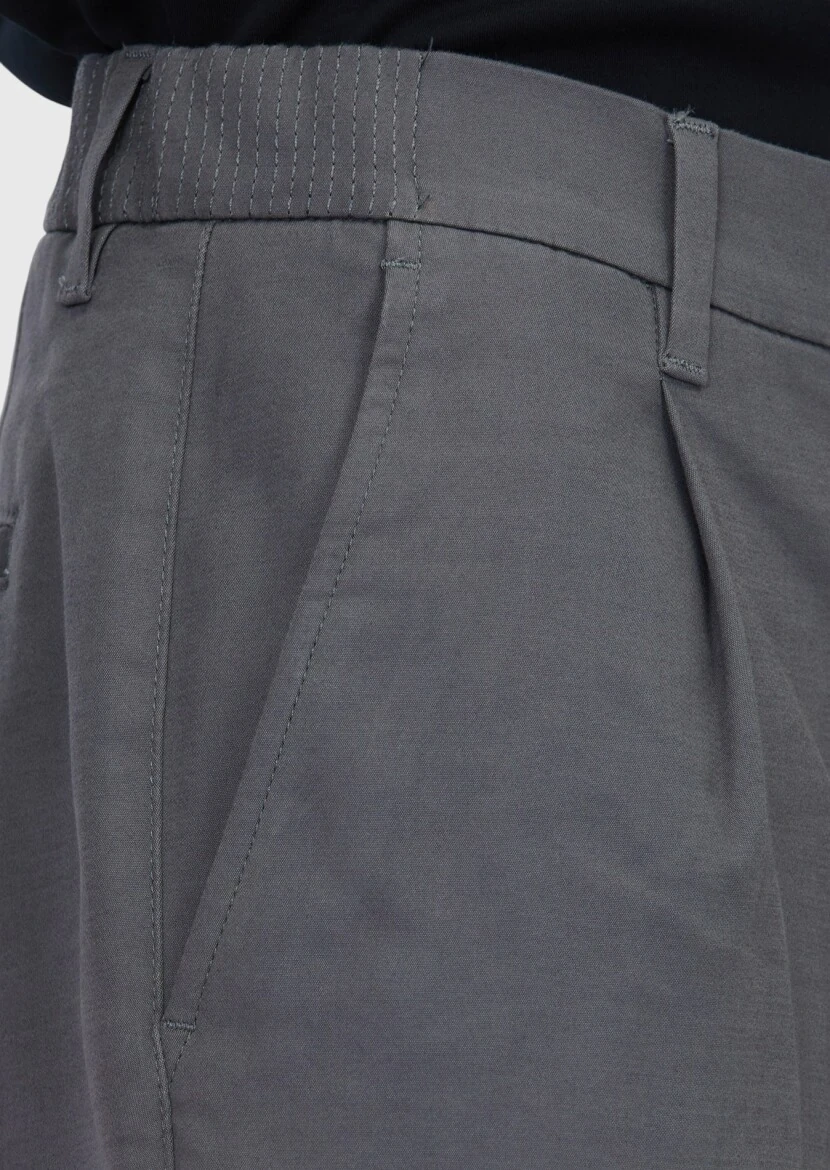 Grey Weaving Jogging Fit Casual Cotton Blended Trousers - 3