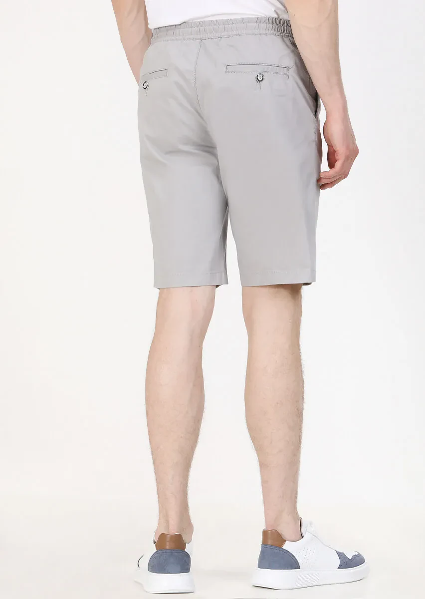 Grey Weaving Regular Fit Casual Cotton Blended Bermuda - 4