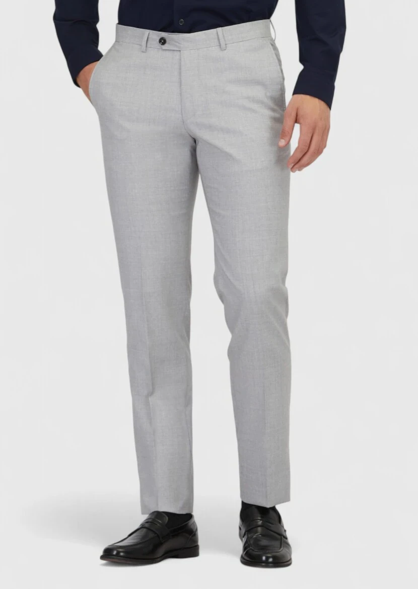 Grey Weaving Regular Fit Classical 100% Wool Trousers - RAMSEY