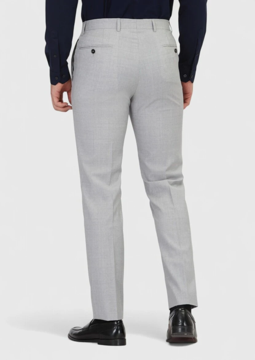 Grey Weaving Regular Fit Classical 100% Wool Trousers - 4
