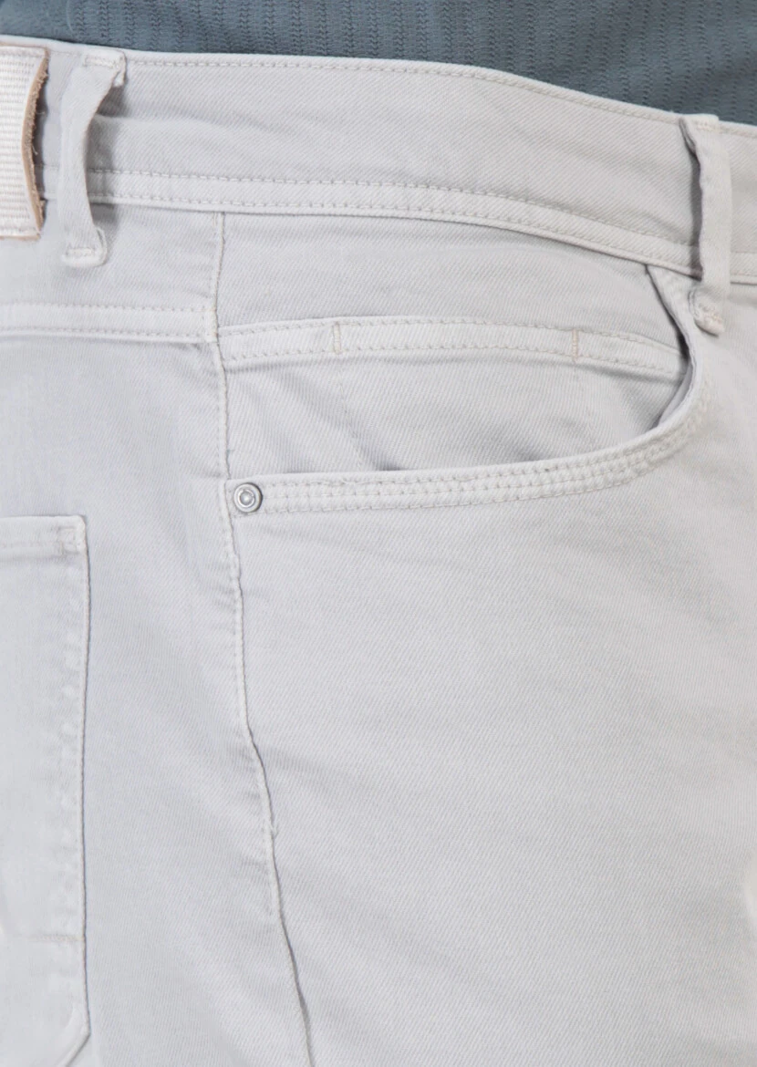 Grey Weaving Slim Fit Casual Cotton Blended Trousers - 4