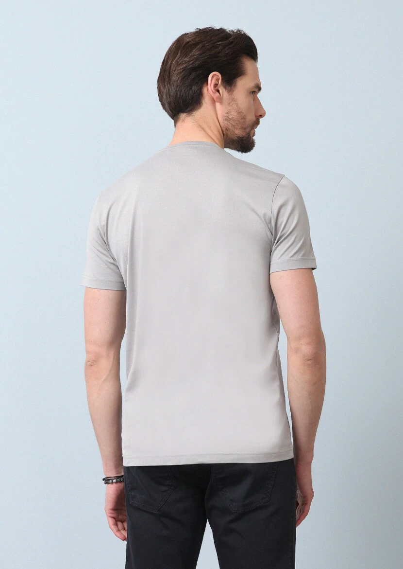 Gri %100 Pamuk T-Shirt - 7