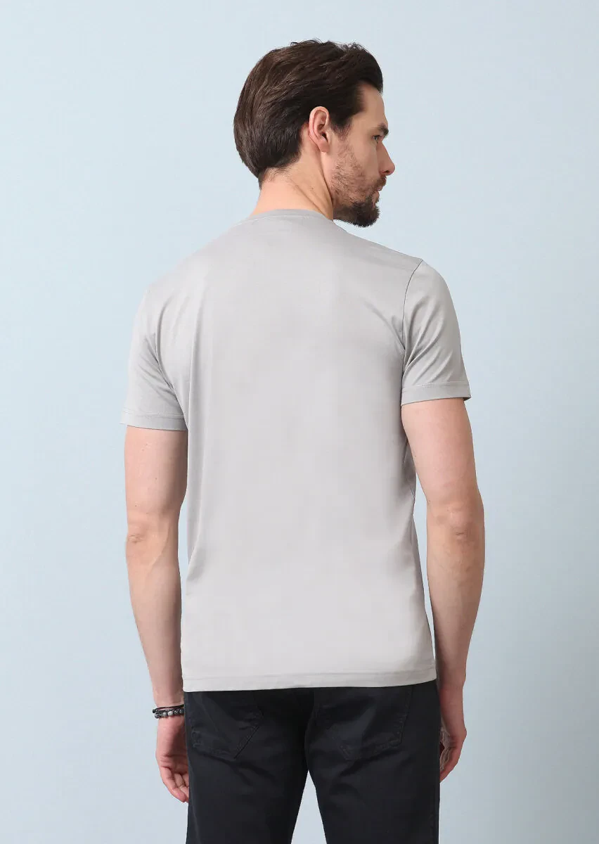 Gri %100 Pamuk T-Shirt - 7