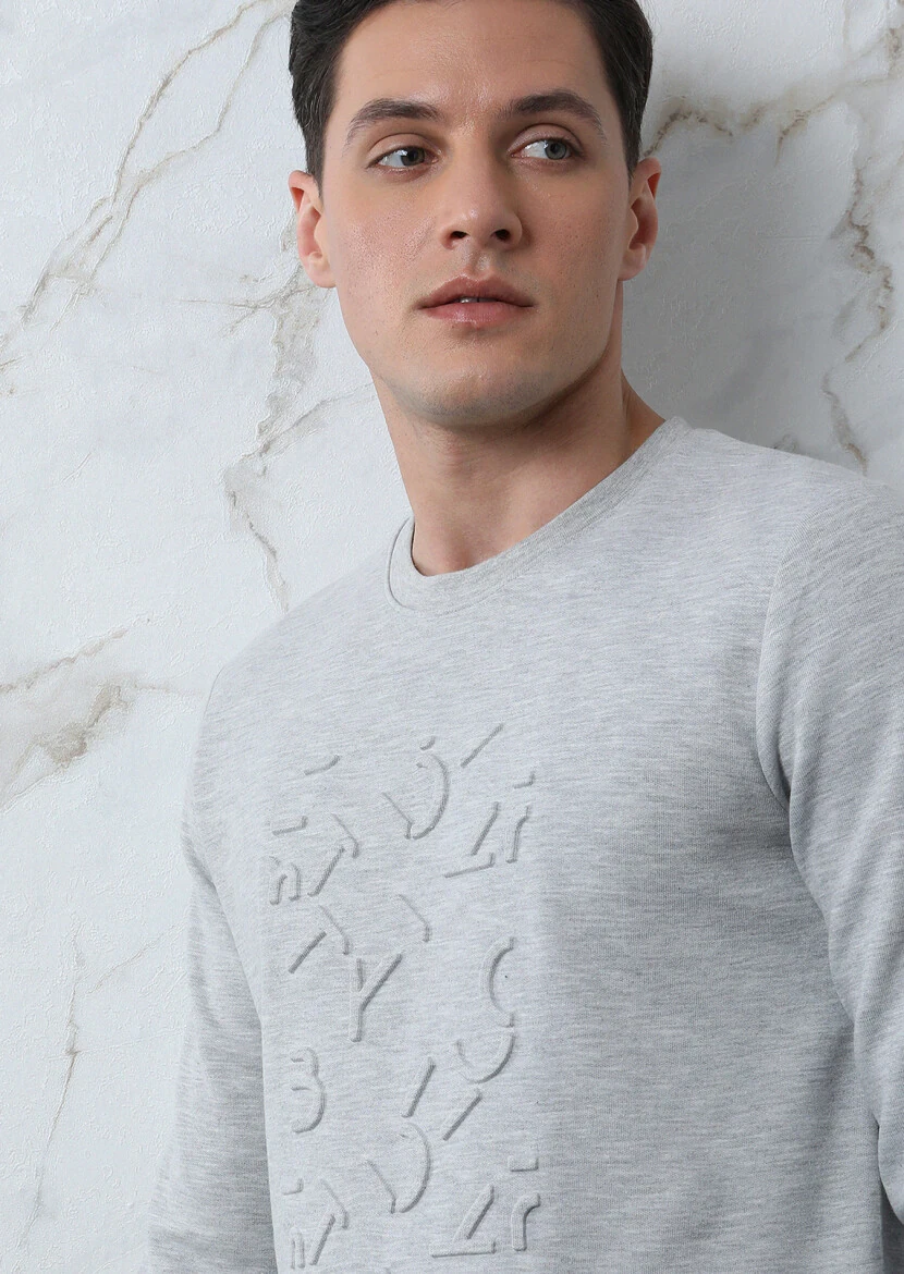 Gri Baskılı Sweatshırt - 1