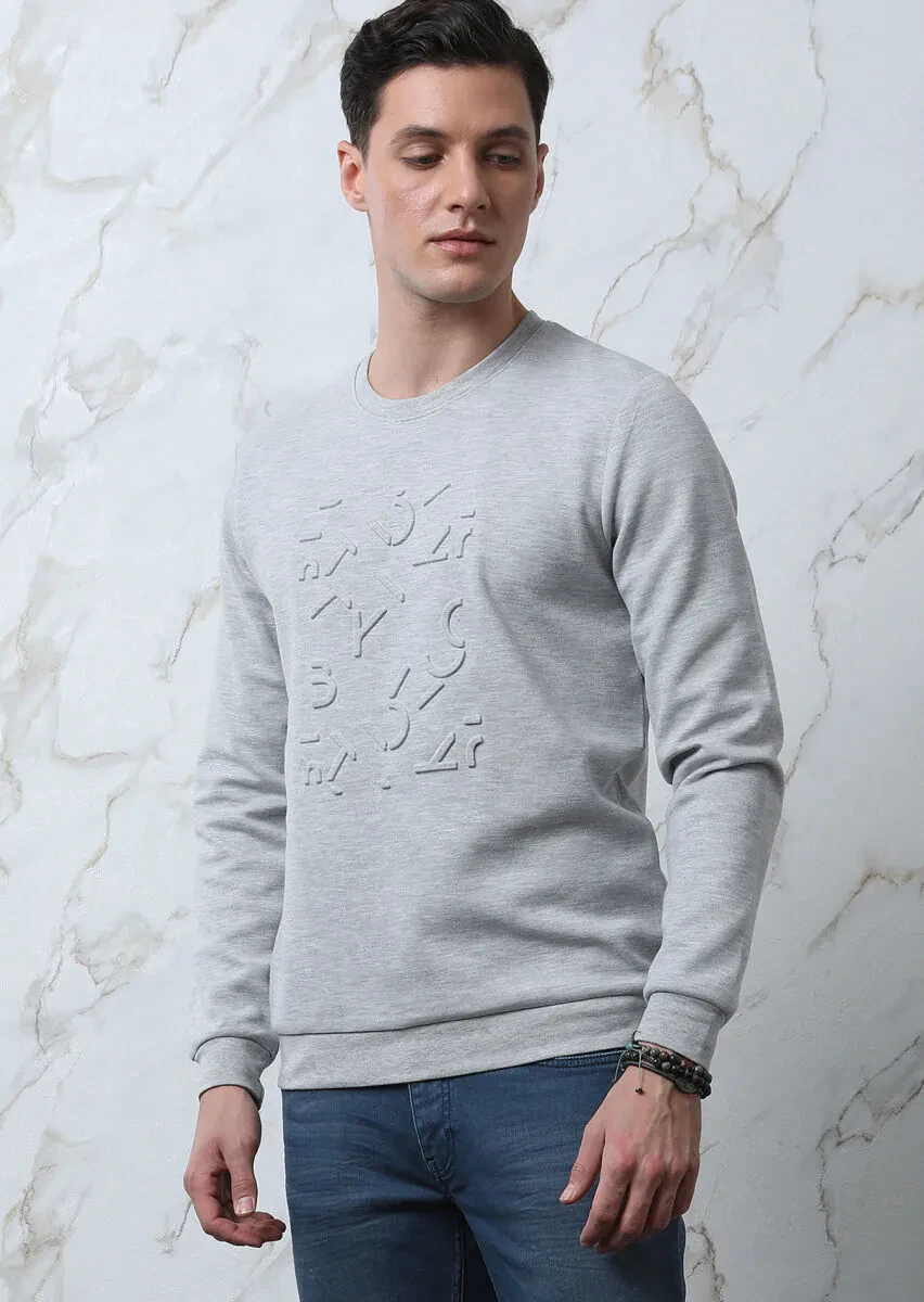 Gri Baskılı Sweatshırt - 2