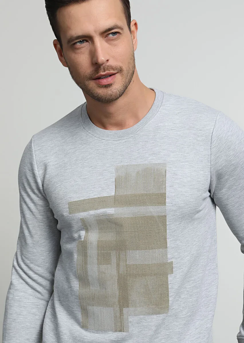 Gri Baskılı Sweatshırt - 2