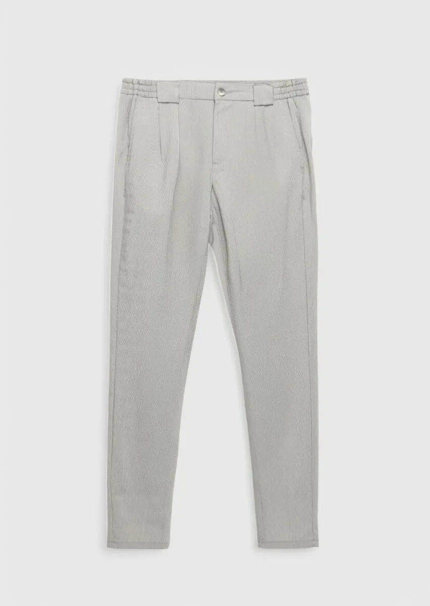 Gri Çizgili Dokuma Jogging Fit Casual Pantolon - 6