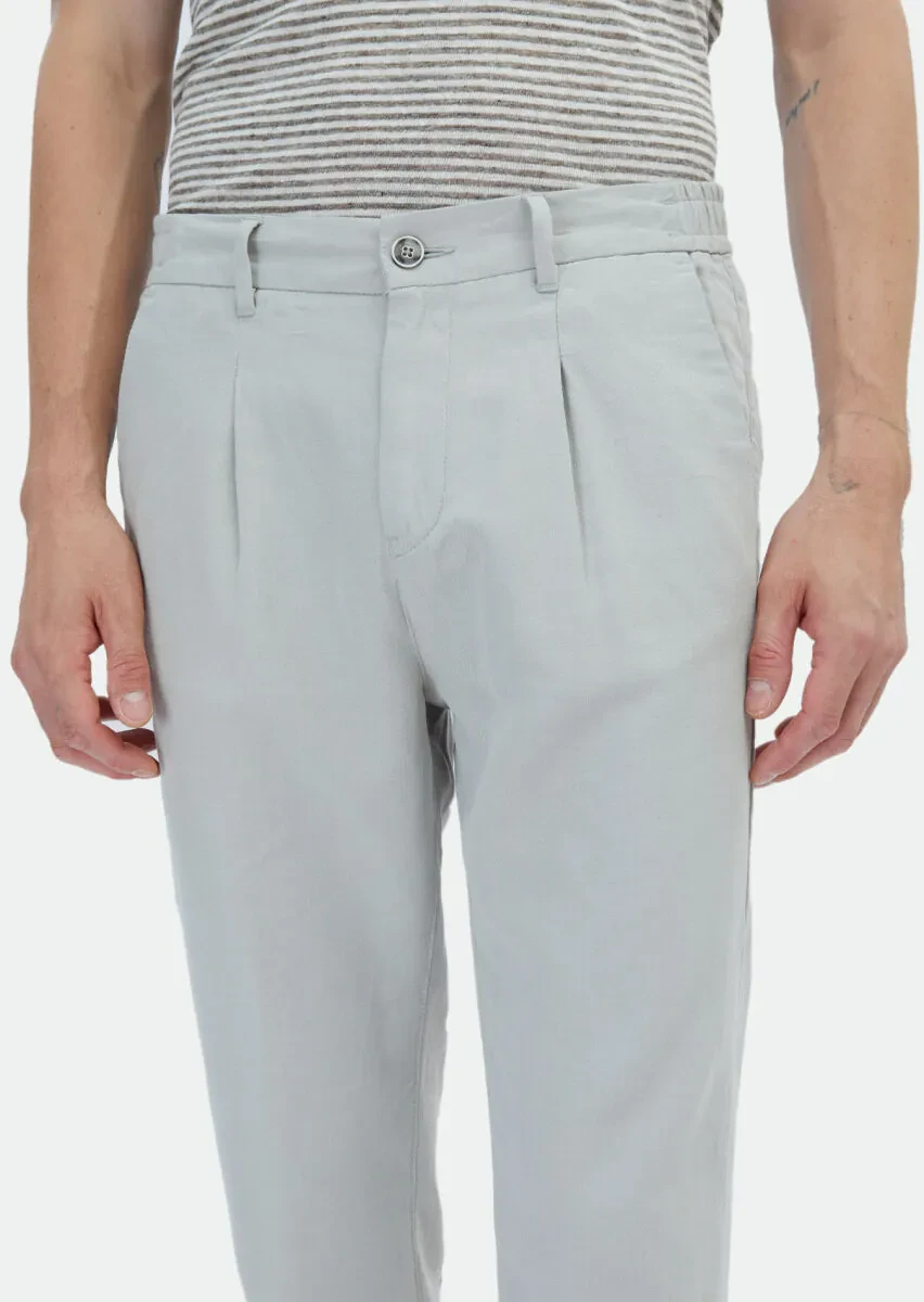 Gri Desenli Dokuma Jogging Fit Casual Pamuk Karışımlı Pantolon - 3