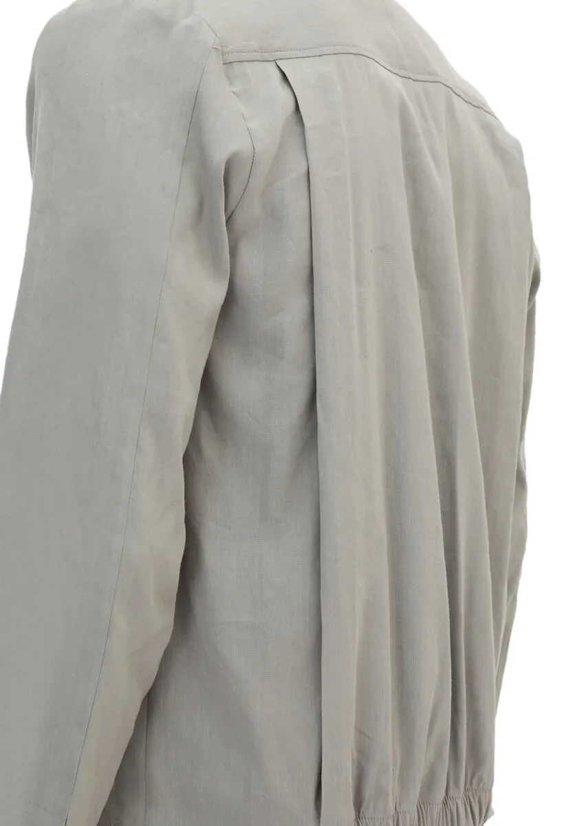 Gri Düz Casual Fit Keten Karışımlı Takım Elbise - 6