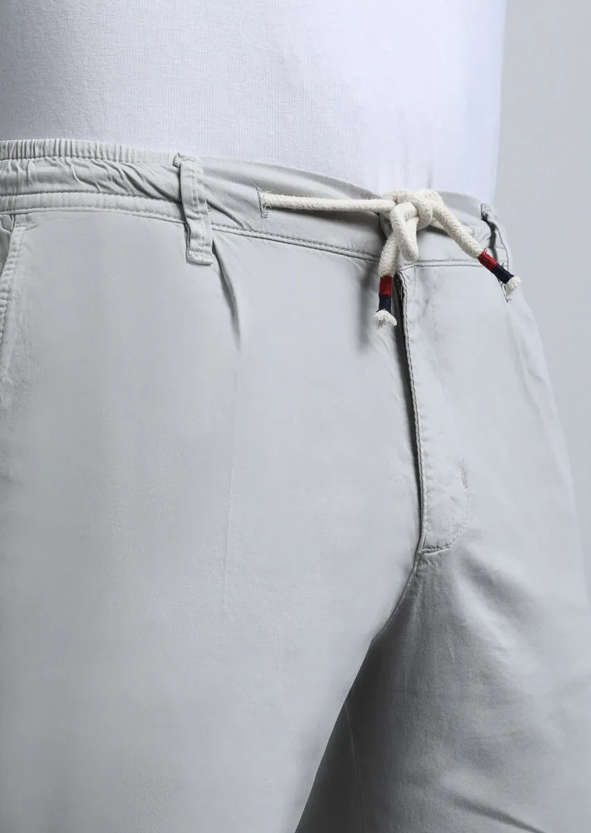 Gri Düz Dokuma Jogging Fit Casual Pamuk Karışımlı Pantolon - 4