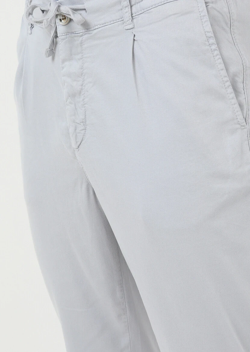 Gri Düz Dokuma Jogging Fit Casual Pamuk Karışımlı Pantolon 