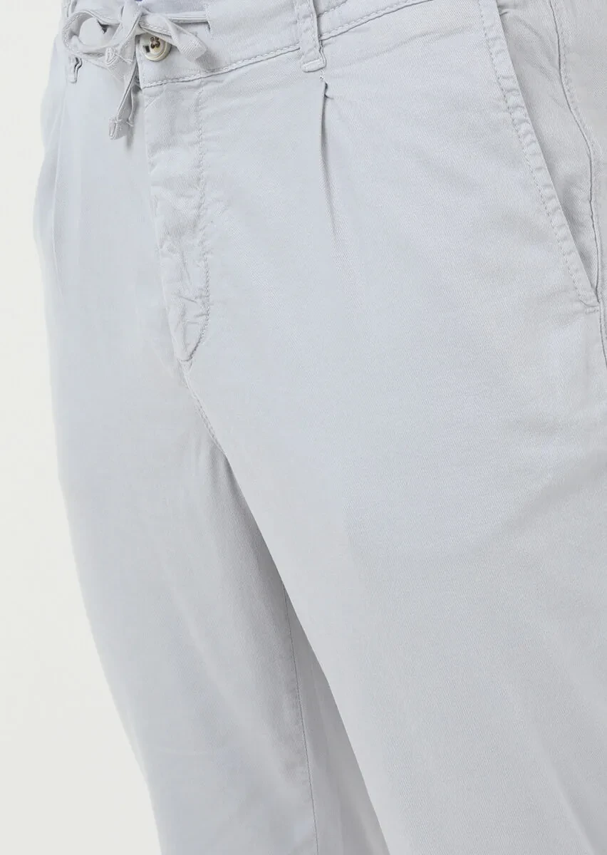 Gri Düz Dokuma Jogging Fit Casual Pamuk Karışımlı Pantolon - 2