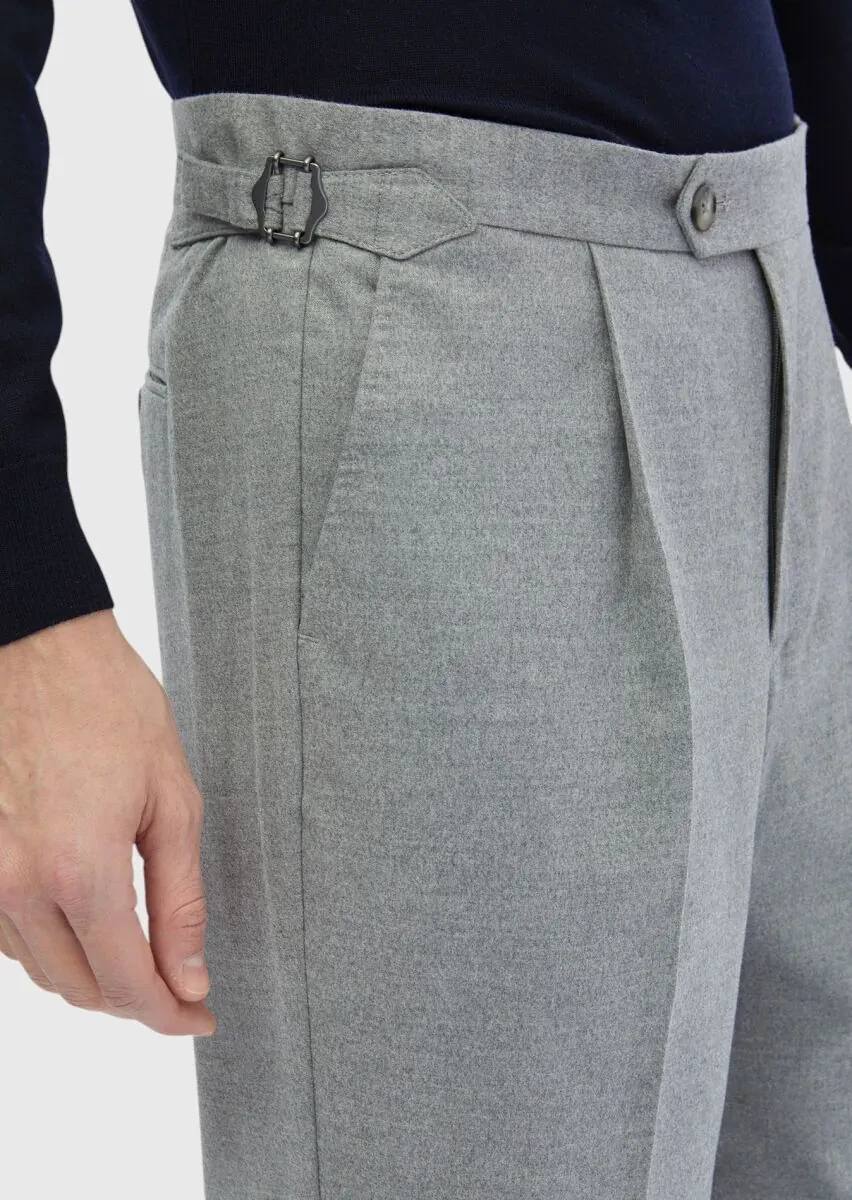 Gri Düz Dokuma Loose Fit Casual Pantolon - 5