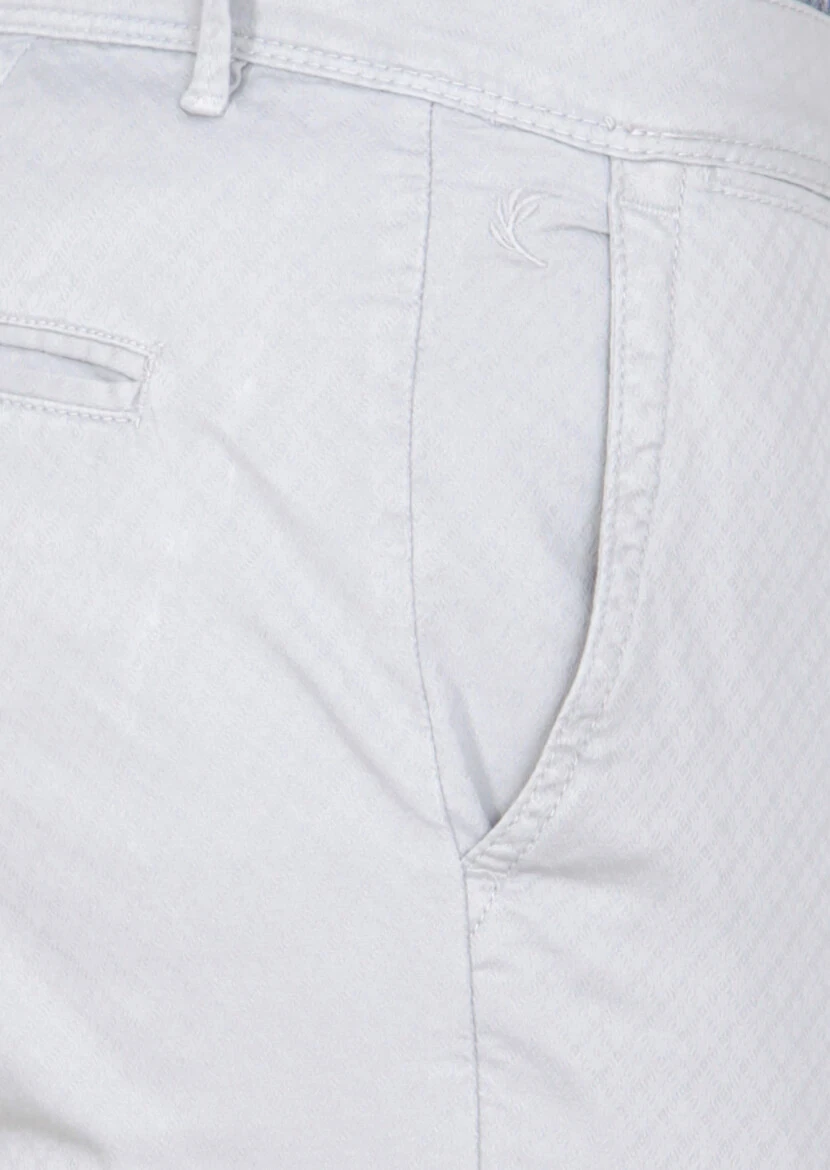 Gri Düz Dokuma Slim Fit Casual Pamuk Karışımlı Pantolon - 3