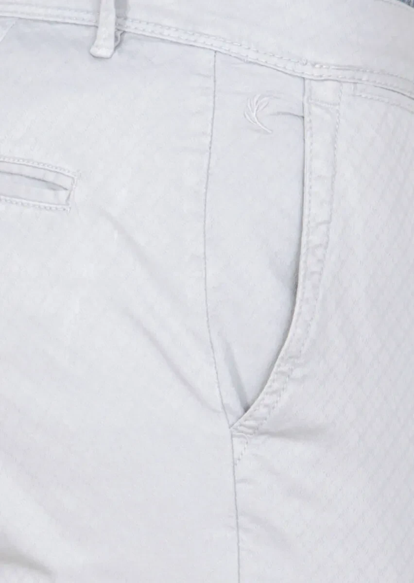 Gri Düz Dokuma Slim Fit Casual Pamuk Karışımlı Pantolon - 3