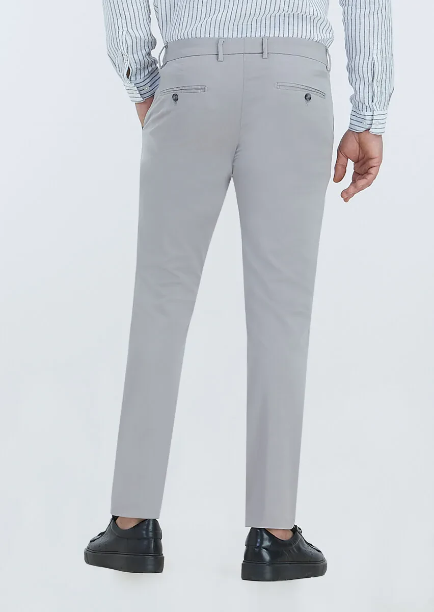 Gri Düz Dokuma Slim Fit Casual Pantolon - 5