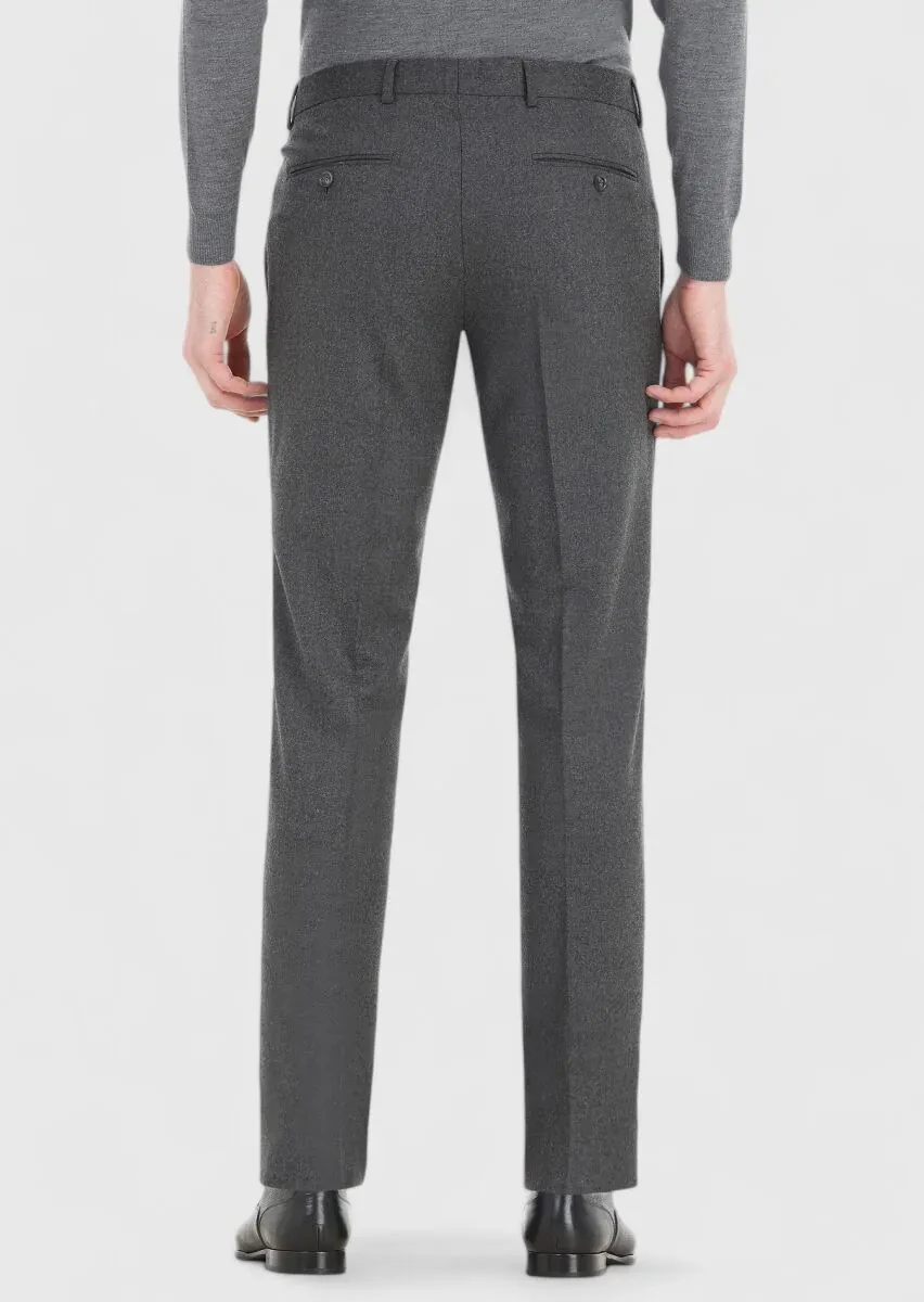 Gri Düz Kumaş Modern Fit Klasik Yün Karışımlı Pantolon - 4