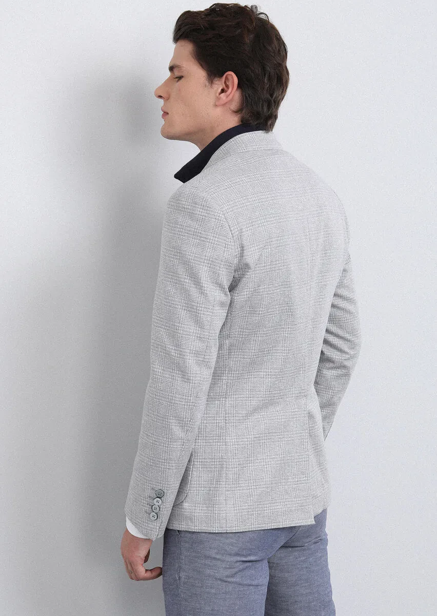 Gri Kareli Zeroweight Slim Fit Pamuk Karışımlı Ceket - 5