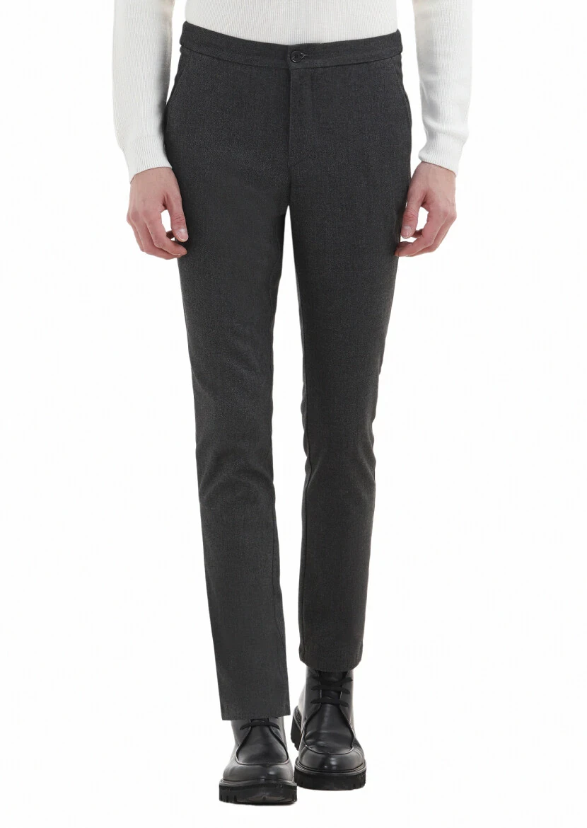 Gri Mikro Dokuma Jogging Fit Casual Pantolon 