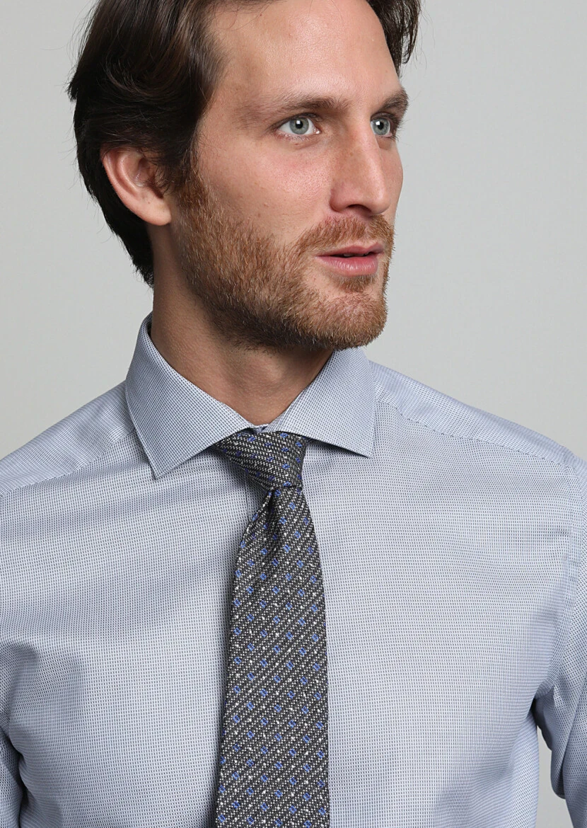 Gri Mikro Regular Fit Dokuma Klasik %100 Pamuk Gömlek - 2