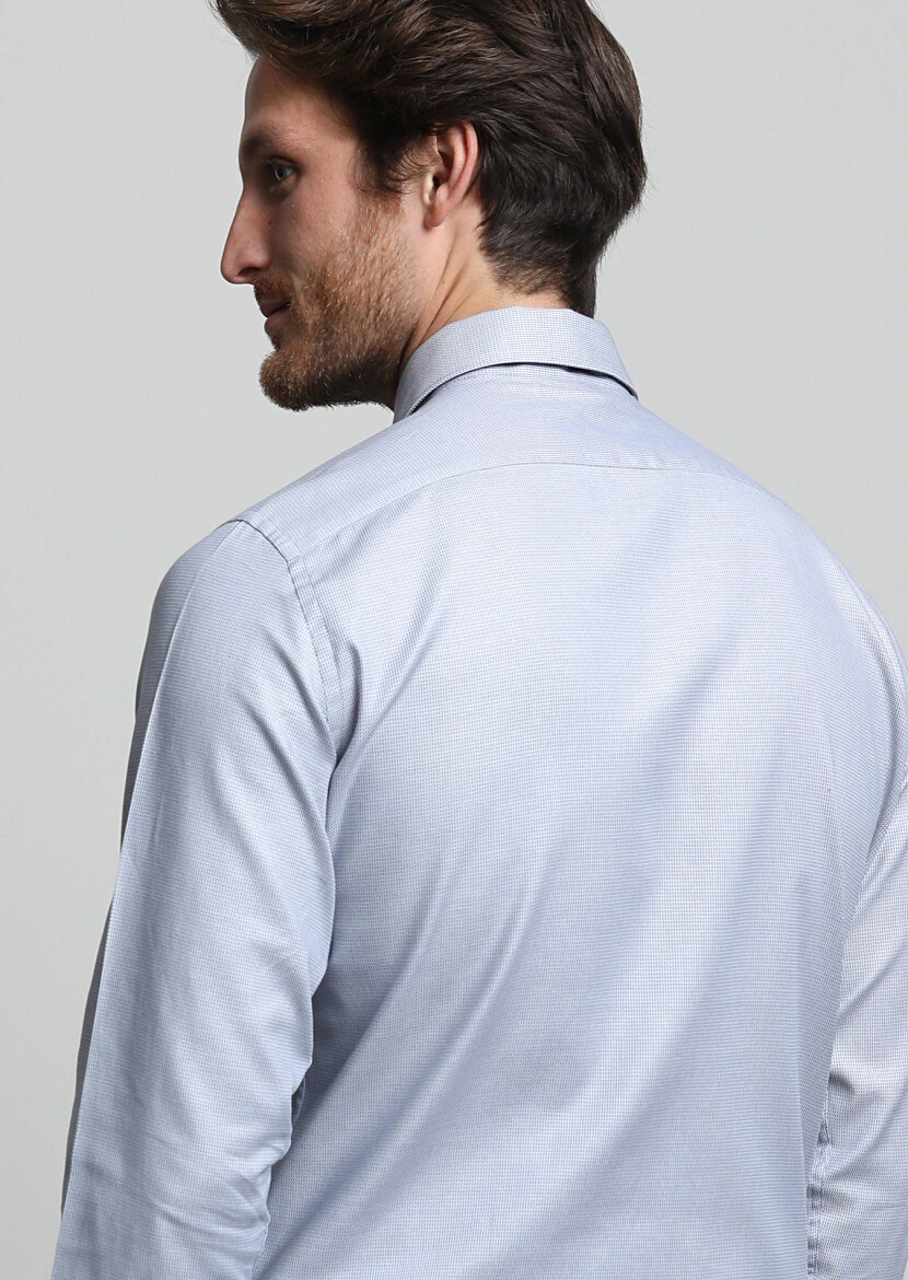 Gri Mikro Regular Fit Dokuma Klasik %100 Pamuk Gömlek - 4