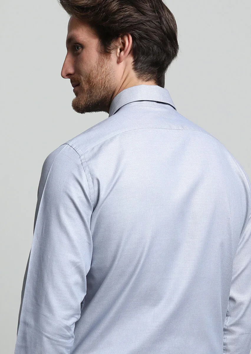 Gri Mikro Regular Fit Dokuma Klasik %100 Pamuk Gömlek - 4