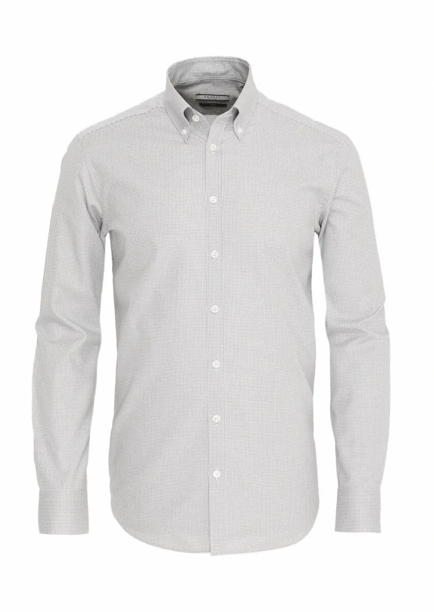 Gri Mikro Regular Fit Dokuma Klasik %100 Pamuk Gömlek - 5