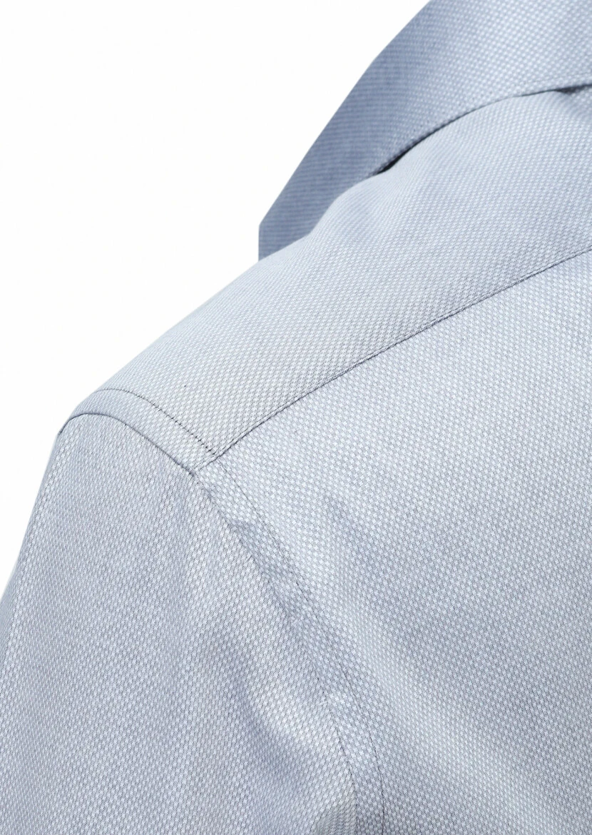 Gri Mikro Regular Fit Dokuma Klasik %100 Pamuk Gömlek - 3