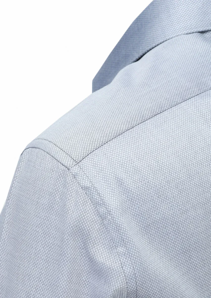 Gri Mikro Regular Fit Dokuma Klasik %100 Pamuk Gömlek - 3