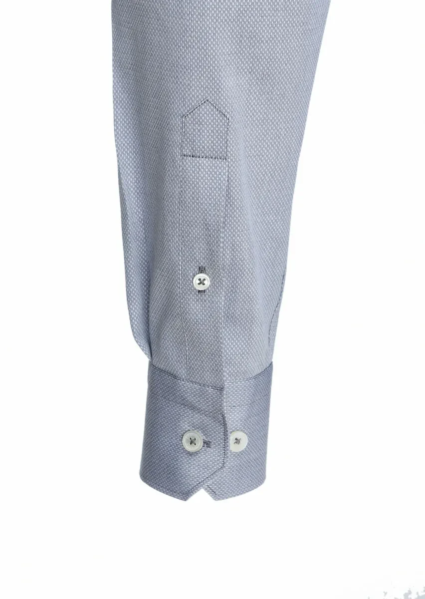 Gri Mikro Regular Fit Dokuma Klasik %100 Pamuk Gömlek - 4