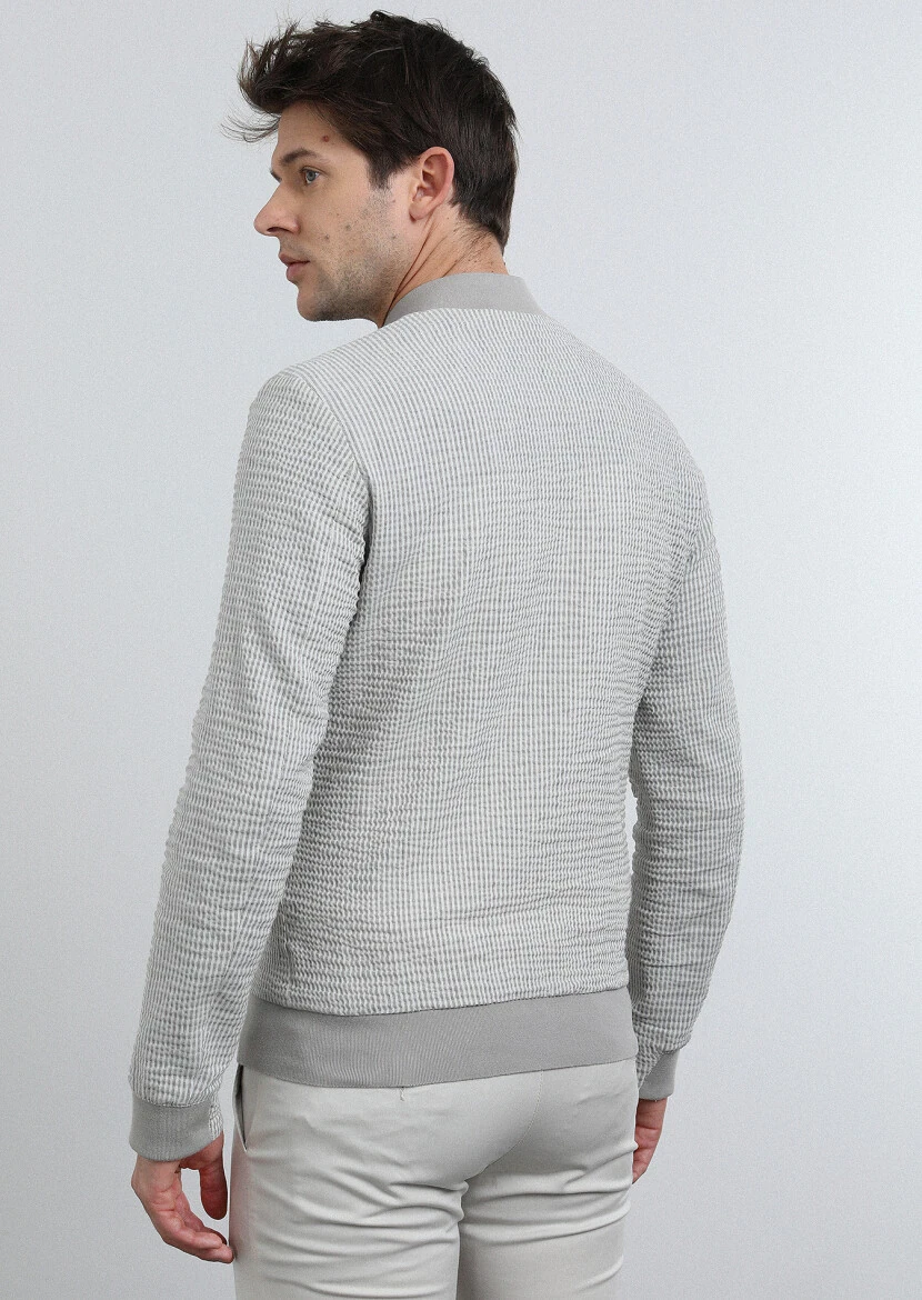 Gri Regular Fit Dik Yaka Casual Dokuma Mont - 5