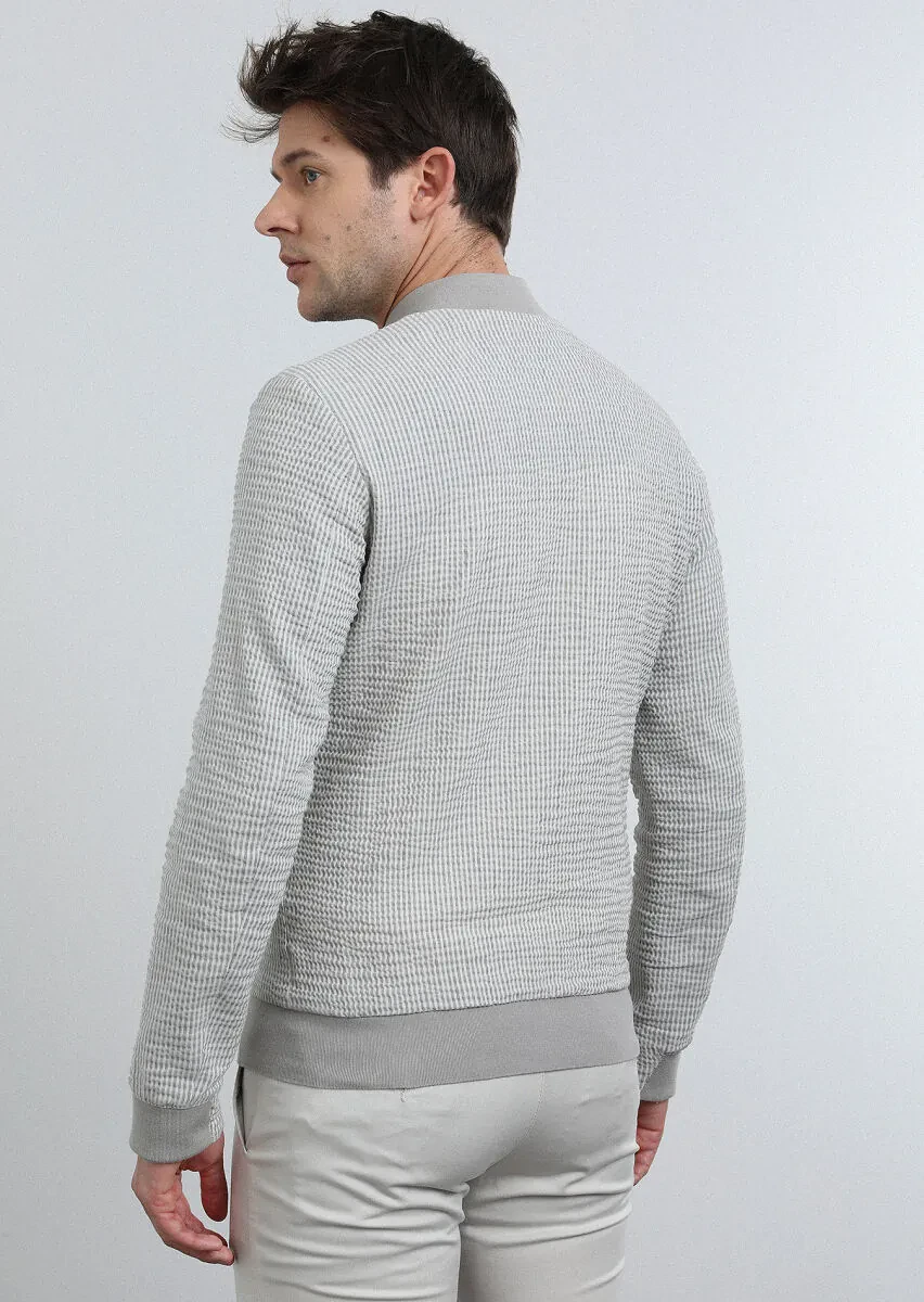 Gri Regular Fit Dik Yaka Casual Dokuma Mont - 5