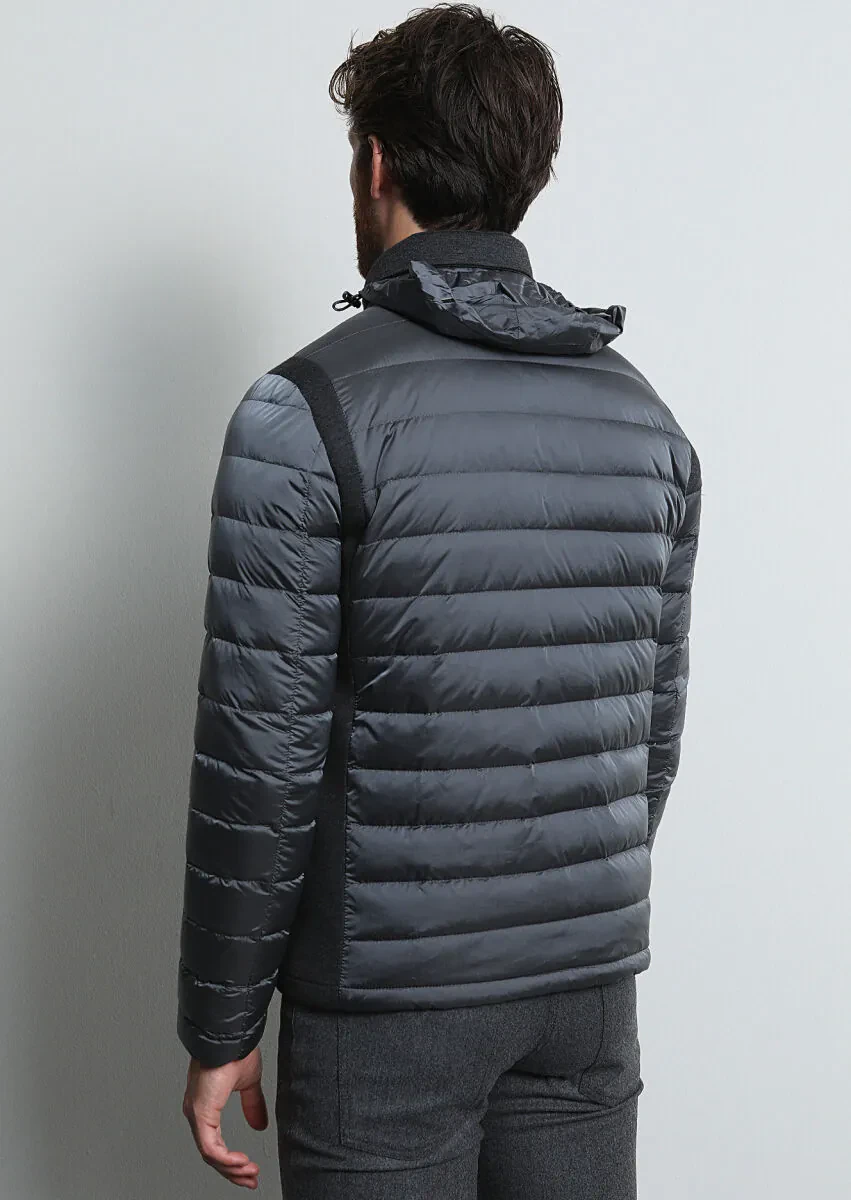 Gri Regular Fit Dik Yaka Casual Dokuma Mont - 5