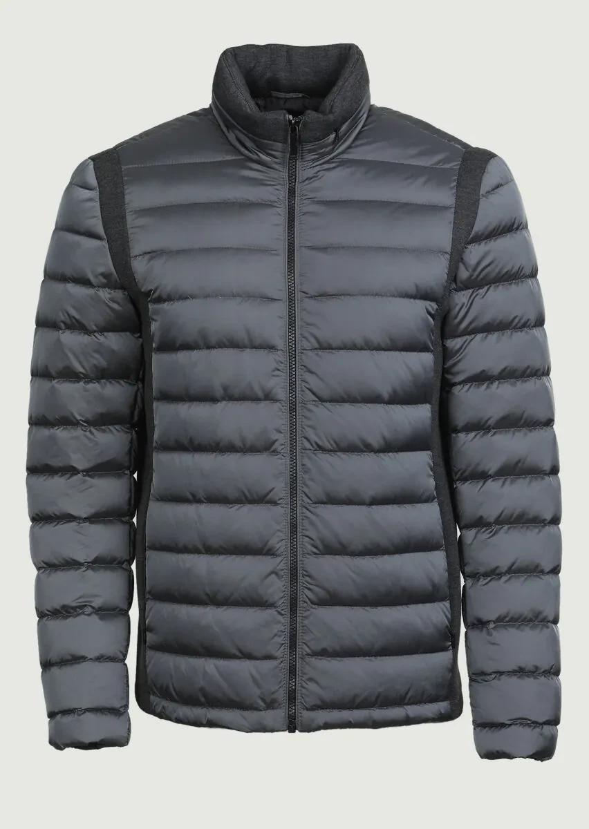 Gri Regular Fit Dik Yaka Casual Dokuma Mont - 6