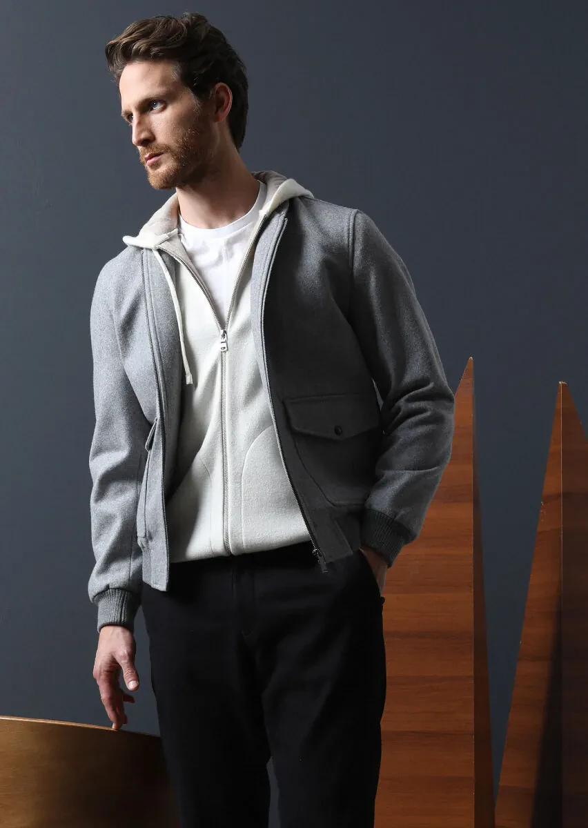 Gri Regular Fit Dik Yaka Casual Dokuma Mont - 2