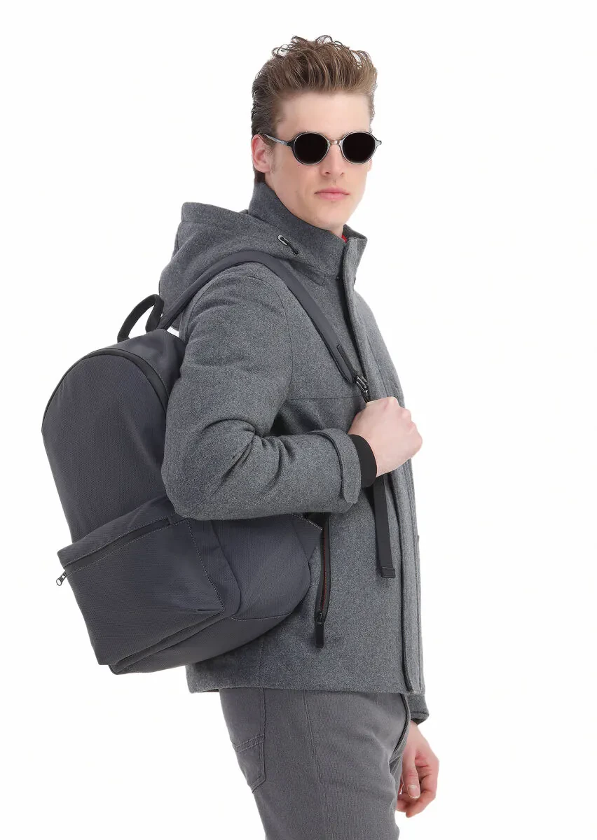 Gri Regular Fit Dik Yaka Casual Dokuma Mont - 5