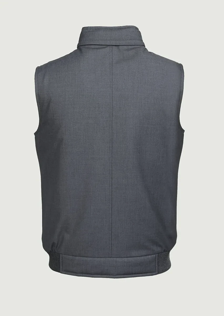 Gri Regular Fit Dik Yaka Casual Dokuma Spor Yelek - 7