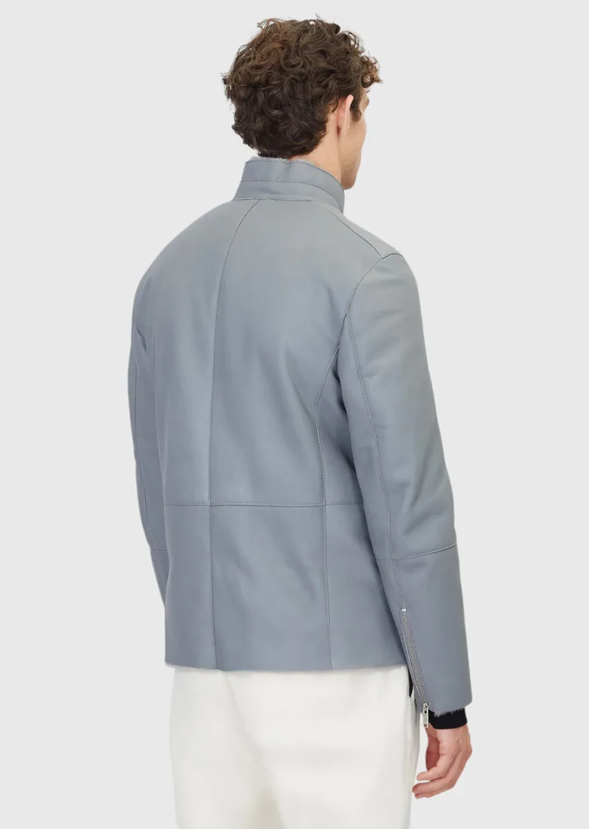 Gri Regular Fit Dik Yaka Casual Koyun Kürkü Deri Mont - 6