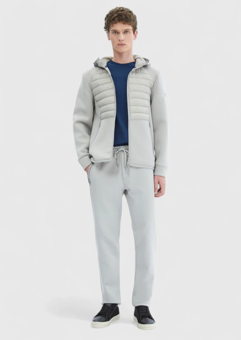 Gri Regular Fit Kapüşonlu Denim Dokuma Mont - RAMSEY