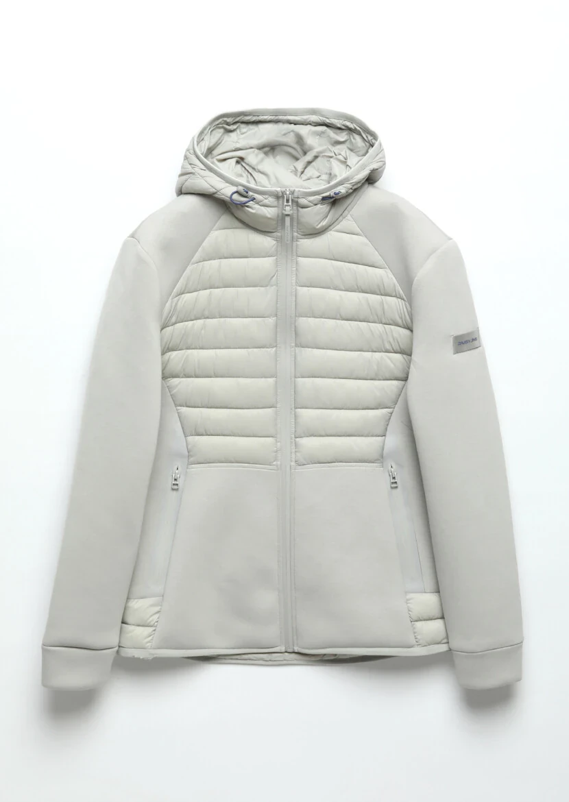 Gri Regular Fit Kapüşonlu Denim Dokuma Mont - 10